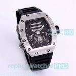 Clone Richard Mille RM 69Ti Silver Bezel Black Rubber Strap Watch